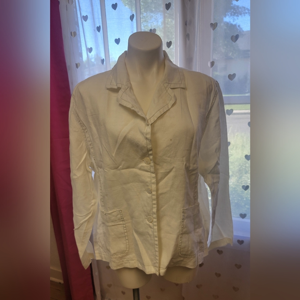 #41 Chico's White Button-Down Shirt Size 3 (16)